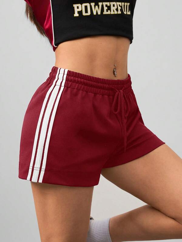 Coolane Imbracaminte stradala de primavara/vara pentru dama Imbracaminte sport Blockcore Woven Tape Block Pantaloni scurți negri cu dungi