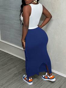 Slaydiva Women Two Pieces Outfits For Daily Wear - Blue - View 2