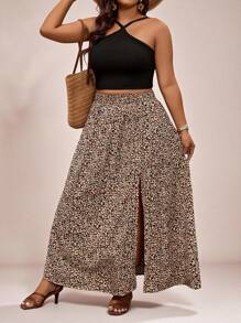 SHEIN VCAY Gonna a stampa leopardata oversize, elegante gonna bohémien estiva, abbigliamento da donna sexy e bohémien, abbigliamento occidentale per il tempo libero e le vacanze tropicali
