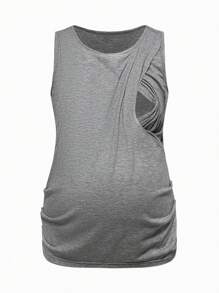 SHEIN 3件套休闲无袖圆领纽扣哺乳背心，孕妇装 - 彩色 - 查看 10