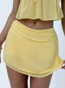 Aloruh Completo da donna in due pezzi per uso quotidiano estivo, top a canottiera e gonna di colore giallo burro, abbigliamento da spiaggia per vacanze, stile boho tropicale - Giallo - Visualizzare 6