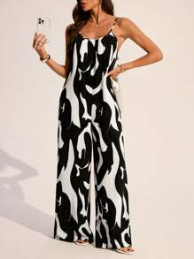 SHEIN Tall 宽松印花连体裤，春夏