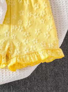 SHEIN Vintaside Kids Baby Girl 2pc Set: 2025 Summer New Sleeveless Top + Casual Ruffle Hem Shorts - Multicolor - View 8