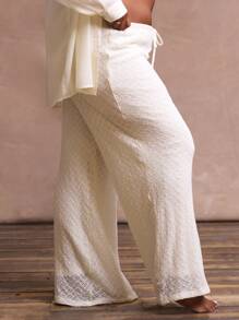 MUSERA 加大码纹理系带阔腿裤假日泳装性感浪漫优雅秋冬秋季