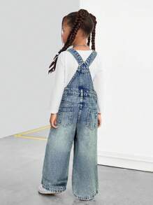SHEIN Salopette di jeans larghe e morbide con tasche per giovani ragazze