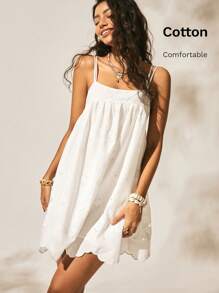 Easelle Holiday Style White Embroidered Dress Seaside Summer 2025 Holidays Beach Outfits For Woman 4th Of July Women