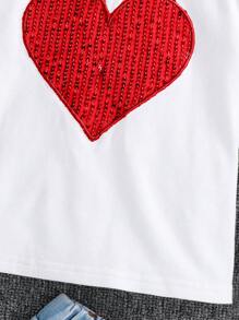 SHEIN Ärmlös, enfärgad, avslappnad t-shirt för ung flicka, pärlbroderi, mamma och jag - Röd - Visa 5