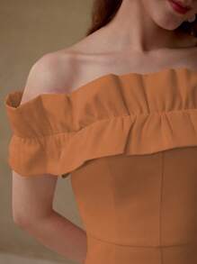 MOTF PREMIUM VÁY MIDI HEM HEM HÌNH NÀNG TIÊN CÁ TRẦN VAI THANH LỊCH & THỜI TRANG DÀNH CHO NỮ - trái cam - Xem 3