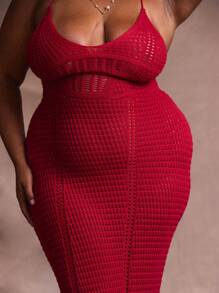 MUSERA 大码深V领修身钩针编织长裙，适合婚礼宾客、舞会、毕业典礼、夏季度假、海滩、性感浪漫优雅的秋冬季婚礼宾客时尚之选