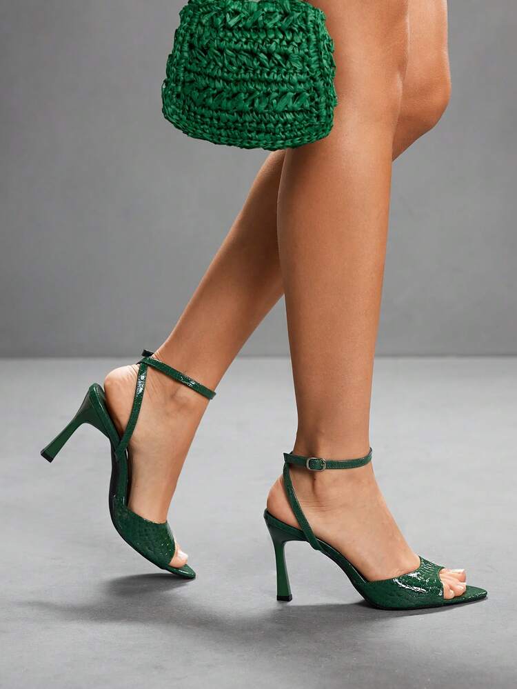 CUCCOO SZL Women's Fashion Adjustable Buckle High Heel Party Sandals For Christmas Spring Shoes Prom Heels