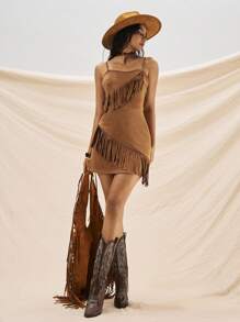 Easelle 女式休闲仿麂皮吊带裙，春夏