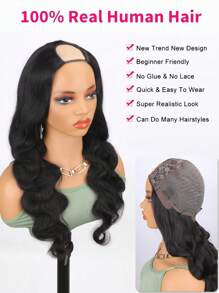 Body Wave U Part Wig Natural Human Hair Wig For Women None Lace Front Wig Middle U Shape - SNatural - View 6
