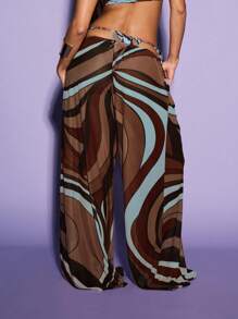 KIZN Quần ống rộng Palazzo đi biển che phủ mỏng mềm mại mặc ở nhà mùa hè quần dài dự tiệc bên hồ bơi - Nhiều màu - Xem 3