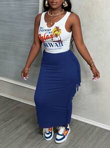 Slaydiva Women Two Pieces Outfits For Daily Wear - Blue - View 6