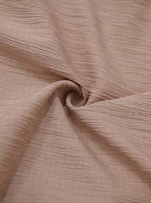 SHEIN VCAY Mono de talla grande para vacaciones con unicolor, manga tipo murciélago, volante en el bajo y cintura con lazo - Caqui - Ver 6