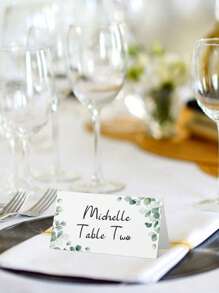 SHEIN 40pcs-Watercolor Place Cards For Wedding Greenery Seating Place Cards Tented Blank Table Cards Printable Tent Cards Folding Name Cards For Party Bridal Dinner, 3.5 X 4 Inch(Fresh),Valentine's Day Party Supplies