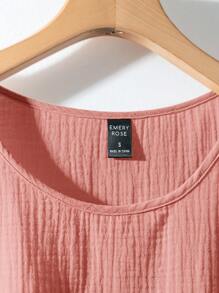 Rusticease Women's Crew Neck Sleeveless Textured Fabric Wide Strap Summer Casual Tank Top