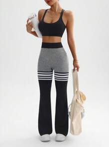 Easithlete Seamless High Elasticity Women Sports Leggings, Waist Cinching & Booty Lifting - Black - View 4