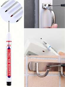 SHEIN 4 piezas Rotulador de punta larga con punta profunda de 2cm/0.78in para perforador de metal, resistente al agua, ideal para baño, carpintería y decoración