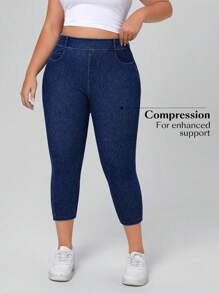 Flexra Quần Jeans Denim Mùa Hè Ôm Vừa Cho Nữ Cỡ Lớn - Rửa tối - Xem 4
