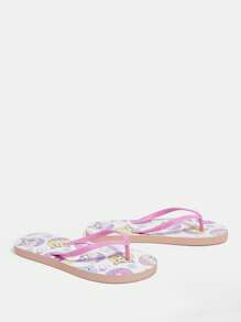 Grefit 女士时尚舒适人字拖，简约实用，多功能 - 藍白色 - 查看 3