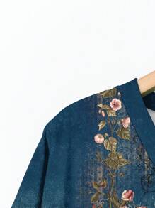 SHEIN LUNE Camiseta informal con estampado floral, de corte minimalista, adecuada para vacaciones de verano, talla grande - Multicolor - Ver 6