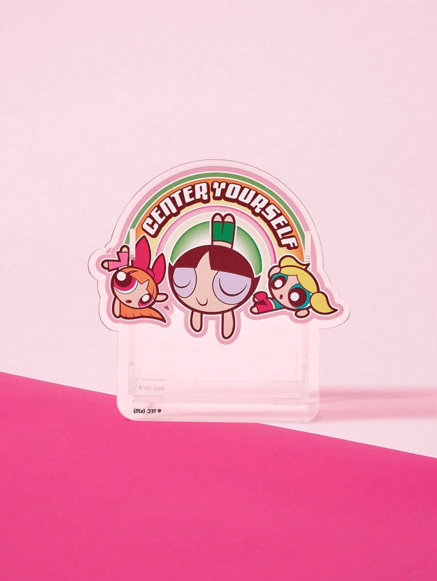 THE POWERPUFF GIRLS X SHEIN 花朵、泡泡、毛茛图案可爱半圆形收纳盒， - 白色 - 查看 1