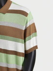 EASEVO 大码男士多色条纹针织毛衣，适合秋冬学校穿着 - 彩色 - 查看 9