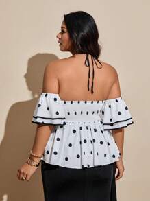Viva Relle 2025 Women Plus Size Elegant Fashionable Daily Tie-Up Decor Cinched Waist Streetwear Stylish Spring/Summer Fabric Cuff Double Layer Versatile Blouse - White - View 2