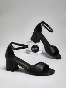 SHUZIA 女式粗跟可调节踝带高跟凉鞋