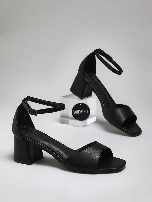 SHUZIA 女式粗跟可调节踝带高跟凉鞋