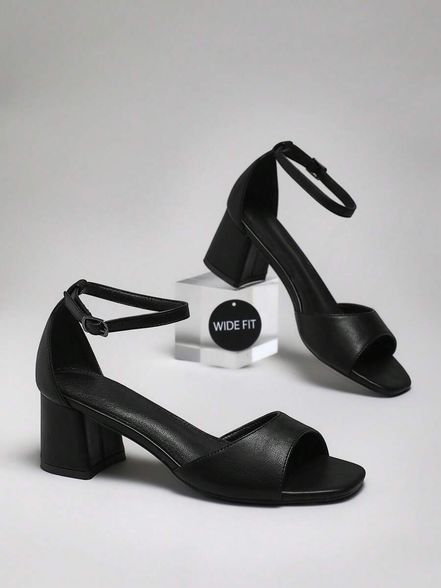 SHUZIA 女式粗跟可调节踝带高跟凉鞋