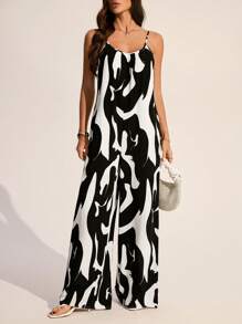 SHEIN Tall 宽松印花连体裤，春夏