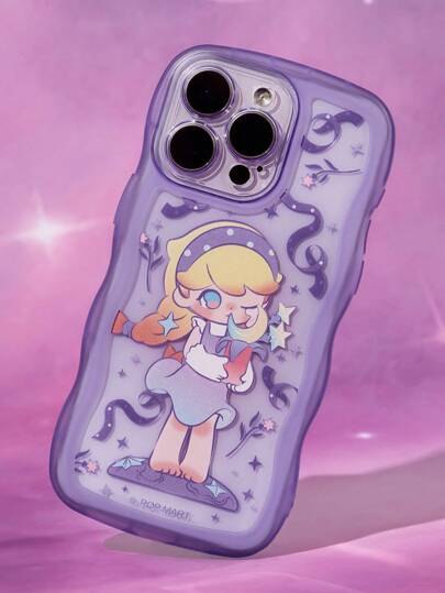 Pop Mart Azura X SHEIN Durable And Fashionable Fun Cartoon Pattern Mobile Phone Case - Printed Protective Cover Design, Compatible With IPhone
