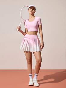 CourtClass Conjunto de 1 peça com blusa vazada e saia de tênis - Rosa - Ver 3