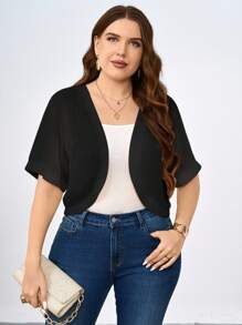 Chikora Plus Size Solid Color Minimalist Daily Summer Jacket,Business Casual Woman