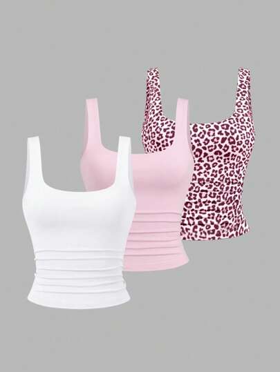 Sweetra Camiseta sin mangas casual con cuello de pico y plisado para mujer, de verano
