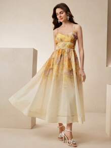 Anewsta 花卉印花优雅时尚夏季无袖连衣裙 - 彩色 - 查看 5