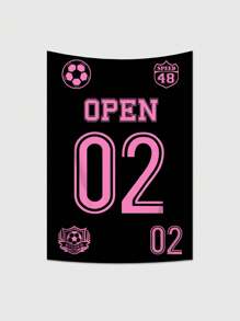 ROMWE Grunge Punk 1 tapiserie de perete suspendată cu model de numere din Jersey negru, potrivită pentru sufragerie și dormitor