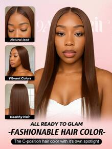 ALL READY WIG Chocolate Brown Bone Straight Human Hair Wig 180% Density 6x4 Lace Frontal Pre-Plucked Brazilian Virgin Hair Wig For Women Natural Hairline No Glue Needed 100% Human Hair