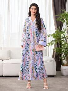 SHEIN Najma 优雅、奢华、优雅的女士超大连衣裙 - 彩色 - 查看 3