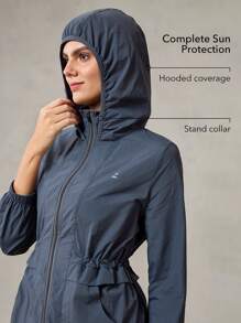 OutZeal Veste de protection solaire légère et rafraîchissante avec capuche, protection UPF50+ pour femmes, avec cordon de serrage à la taille