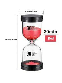 SHEIN Reloj de arena de vidrio con tapa negra marcada en 1/3/5/10/15/30 minutos, decoración del hogar, apto para tareas de los niños, cepillado de dientes, cocina, yoga, juegos, decoración de escritorio, mejor regalo para cumpleaños y graduación