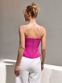 CLARA VERO Blusa strapless de lujo con cuentas de estilo de moda para mujeres