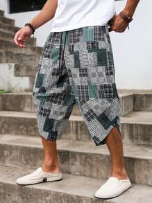 Manfinity Homme Pantalones 3/4 informales y sueltos estampados para hombre