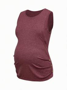 SHEIN 3件套休闲无袖圆领纽扣哺乳背心，孕妇装 - 彩色 - 查看 5