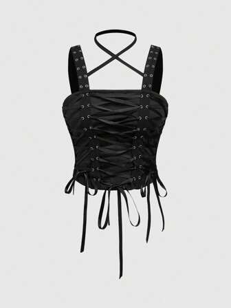 Grunge Punk Schweres, punkiges Vorderband-Träger-Neckholder-Damen-Top