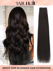 20 件直发带 100% 真人发片，适用于沙龙，丝滑无缝隐形自然黑色，适合稀疏头发女性，高品质深棕色接发带，持久发花发夹 - SNatural - 查看 2
