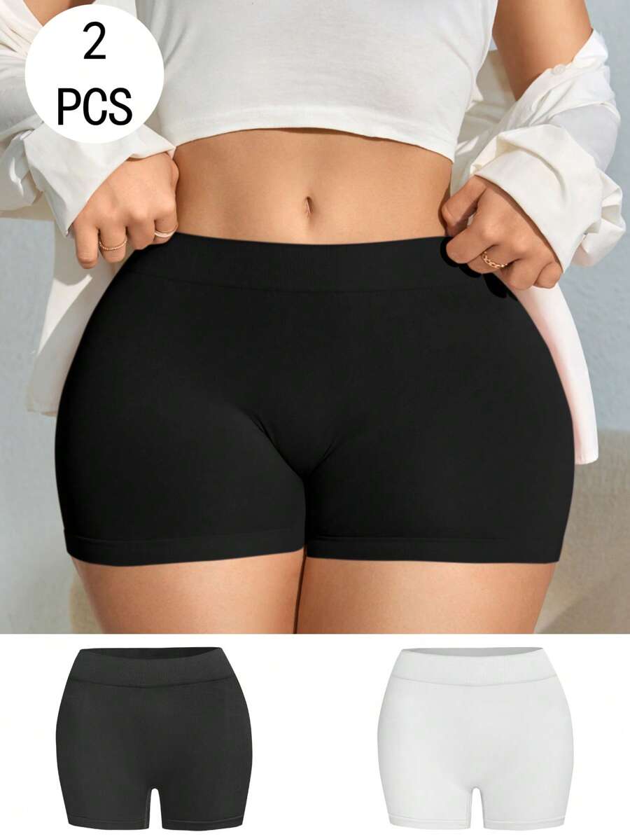 SHEIN 2条女士无缝中腰柔软轻便内裤