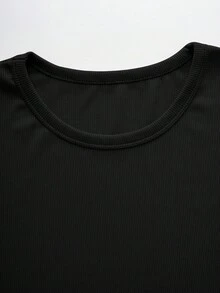 SHEIN 3 件套女士纯色圆领短袖罗纹针织 T 恤，夏季 - 彩色 - 查看 6